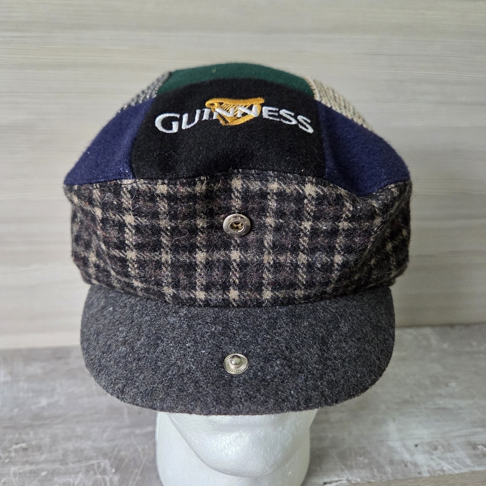 Guinness Patchwork Tweed Flat Cap Newsboy Cabbie Hat Men's Large 61cm NWT - Picture 2 of 15